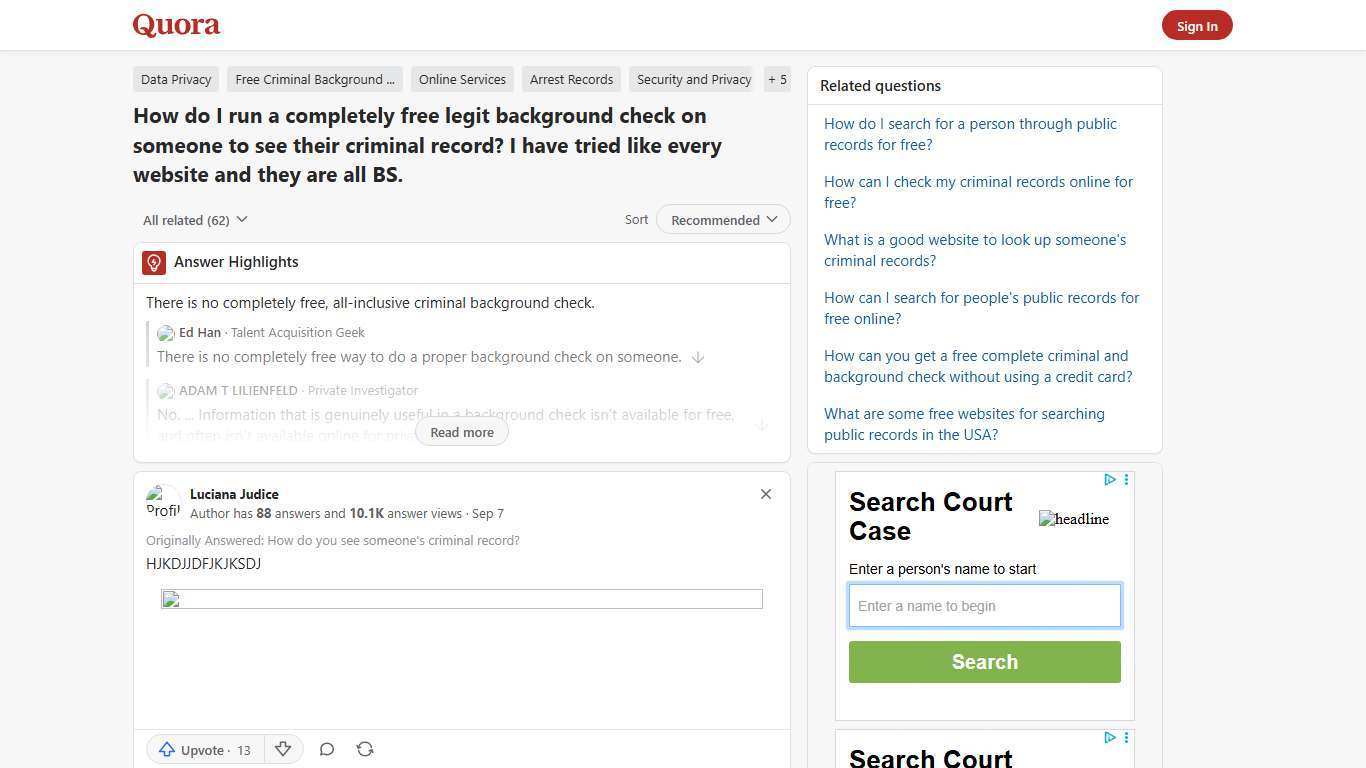 How to run a completely free legit background check on someone to see their criminal record - Quora